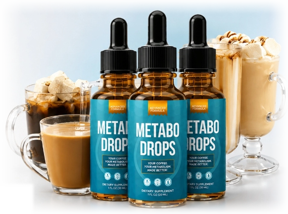 What Is Metabo Drops - 3 Amber Bottles with Coffee Mugs
